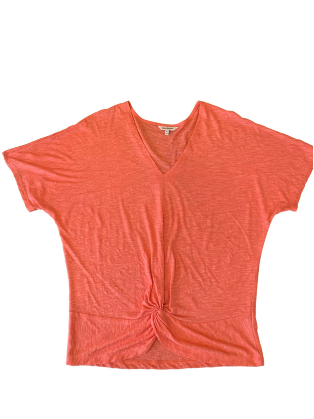 Juicy Couture Short Sleeve V-Neck Twist Front Tee Coral Size M